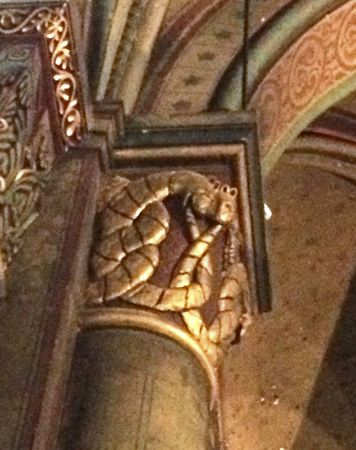 An Ouroboros in the Abbey of Saint-Germain-des-Prés, discovered at the occasion of ESCI 2016 Paris FR - the Oroboros picture of the month, May 2016 (2016-04-30; photo by Andrea Gnaiger)).